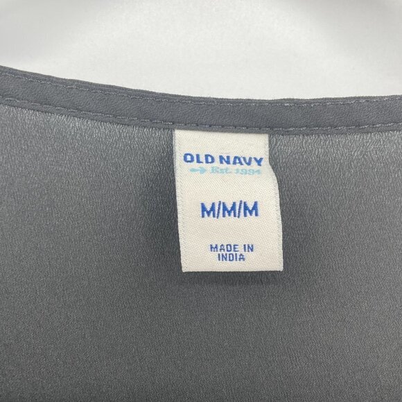 OLD NAVY Dark Gray Sequin Sheer Sleeveless V-Neck Tank Top Size Medium - Picture 4 of 5